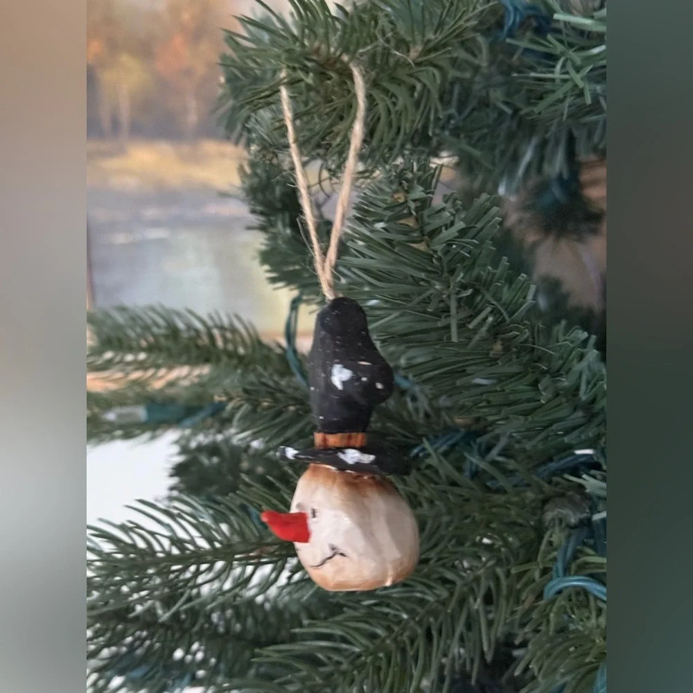 Vintage 1980’s Charming Snowman Ornament with Black Hat